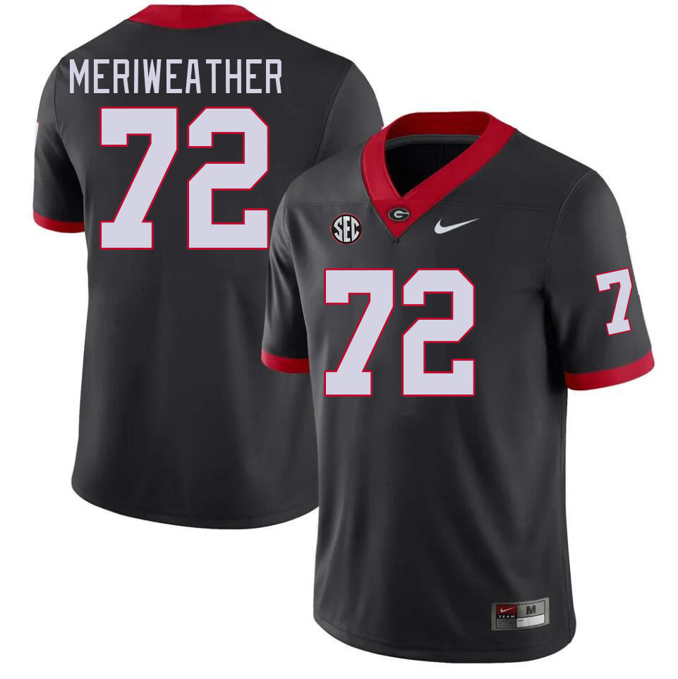 Men #72 Jamal Meriweather Georgia Bulldogs College Football Jerseys Stitched-Black